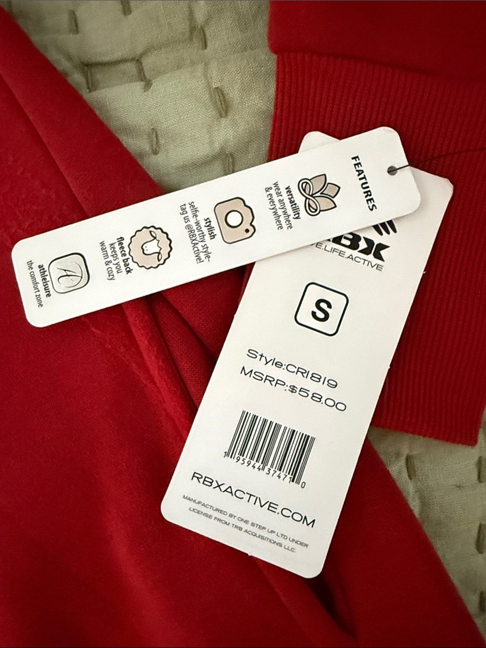 RBX Red Crewneck Mock-Neck Sweater - Flaw on left chest but still a great item! - Picture 3 of 5